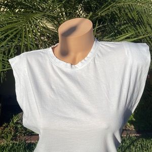 White Cotton Tee with Wide Shoulders